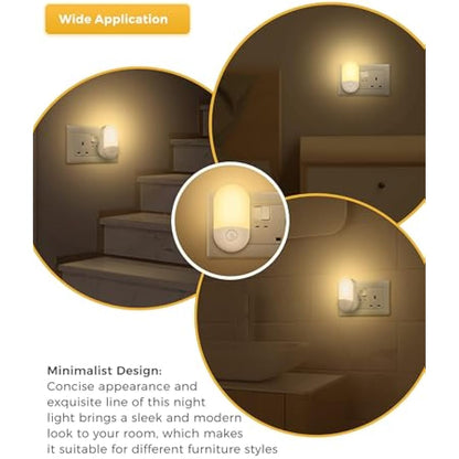 LOHAS-LED Night Light, [2 Pack] Night Light Plug in Wall with Dusk to Dawn Photocell Sensor, Brightness Adjustable, 3000K Warm White, Nightlight for Hallway, Bedroom, Kitchen