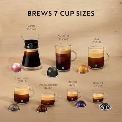 Nespresso Vertuo Lattissima Coffee Machine by De'Longhi for Vertuo Coffee Pods, Latte, Cappuccino, Integrated Milk Frother, Starter Capsule Set Included, ENV300.B, Black