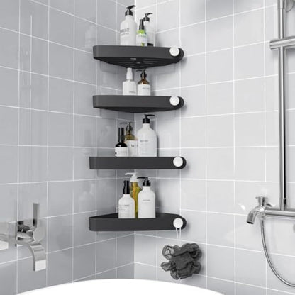 Sotfamily 4 Packs Black Shower Caddy, No Drilling Shower Corner Shelf with Adhesive Pad, Rust Free Plastic Shower Storage for Bathroom, Kitchen, Toilet