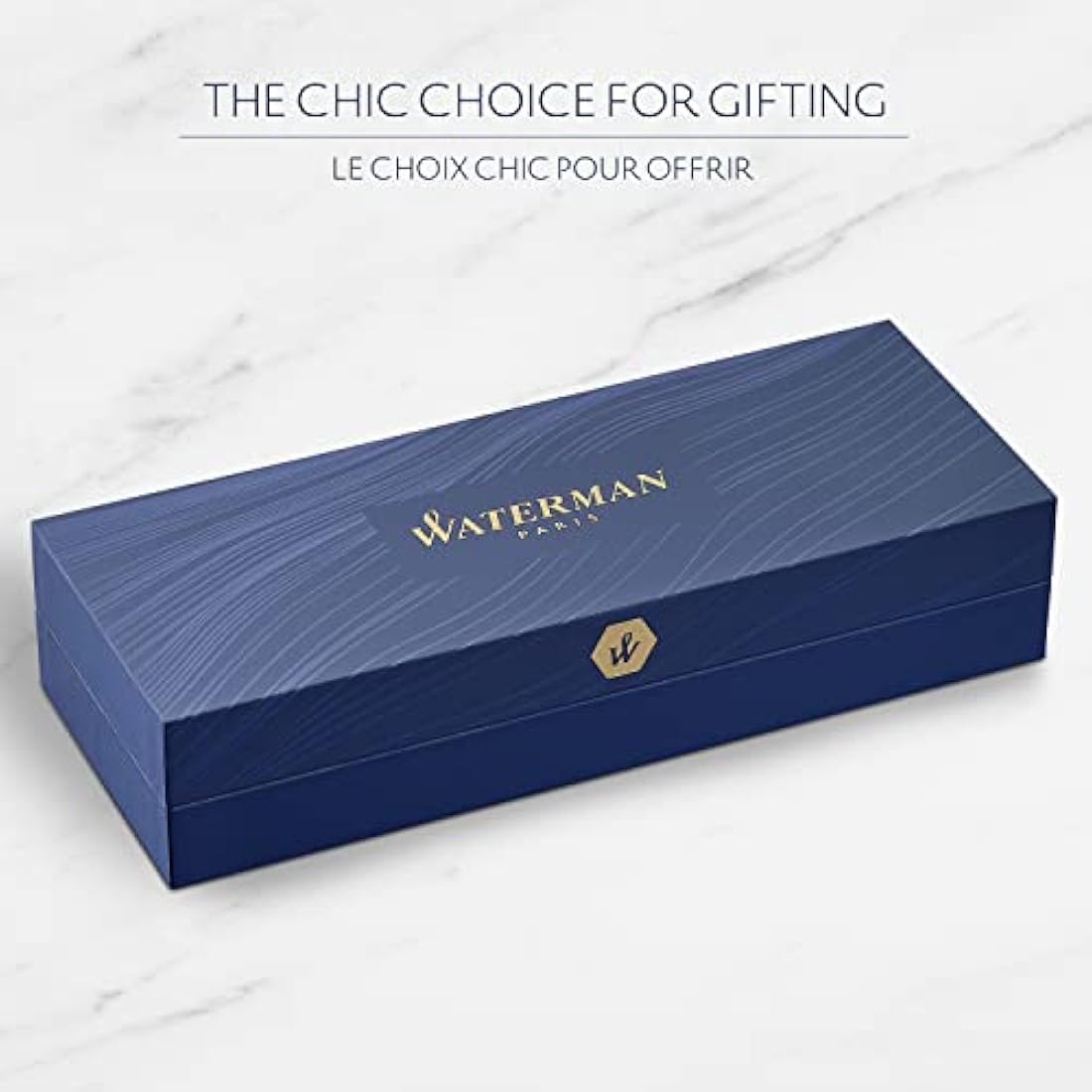 Waterman Hémisphère Fountain Pen | Black & White Lacquer with Palladium Coated Trim | Stainless steel Fine Nib | Blue Ink | Gift Box