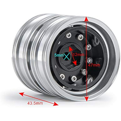 AXspeed Pack of 4 Metal Rear Wheel Rims for 1/14 RC Tamiya Tractor Climbing Trailer