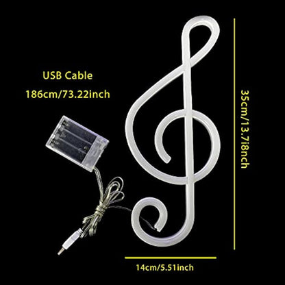 ENUOLI Music Note Neon Signs - Blue Neon Lights for Wall Decor - Battery or USB Operated - Night Lights - Decor for Bedroom, Living Room, Christmas, Wedding, Party, Bar