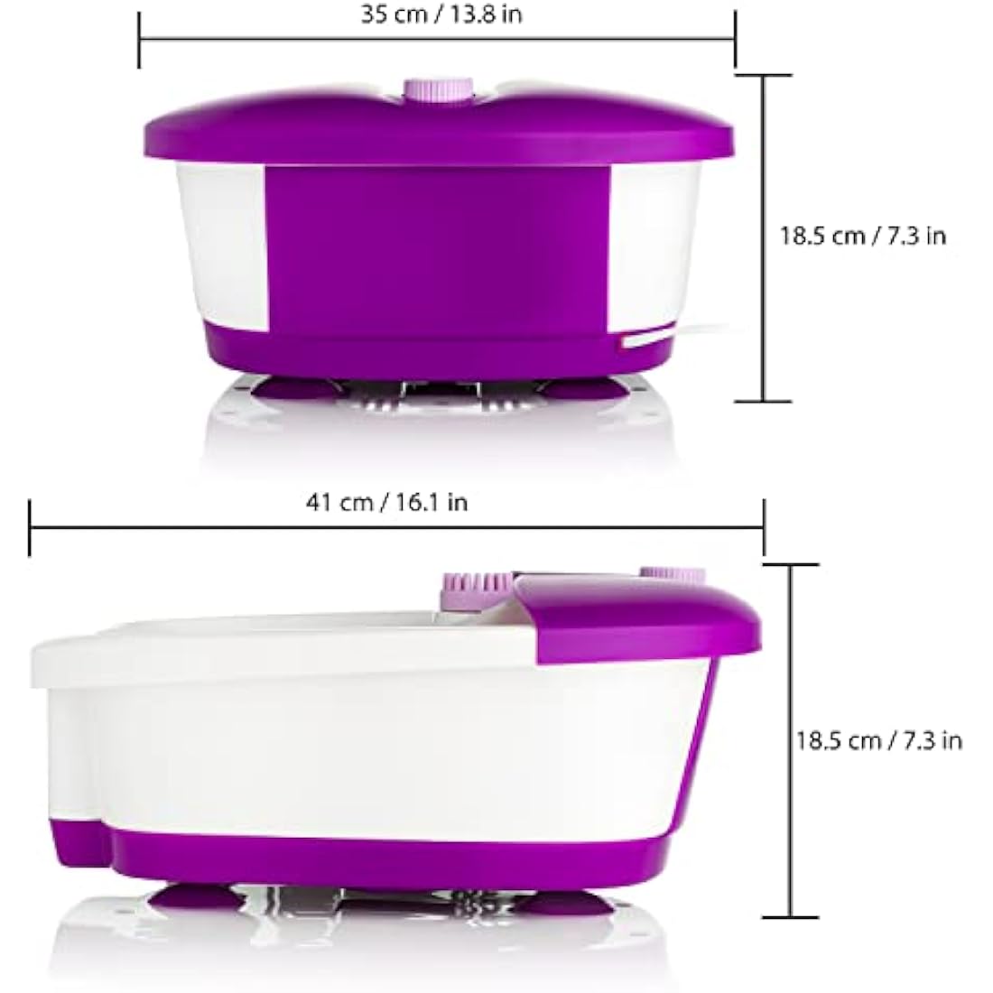 Sensio Spa Foot Spa Massager Pedicure Bath Nine accessories Pamper Your Feet with Heat Bubbles and Massaging Tools All In One Home Salon Therapeutic Massage Tub Pedicure Set White Purple