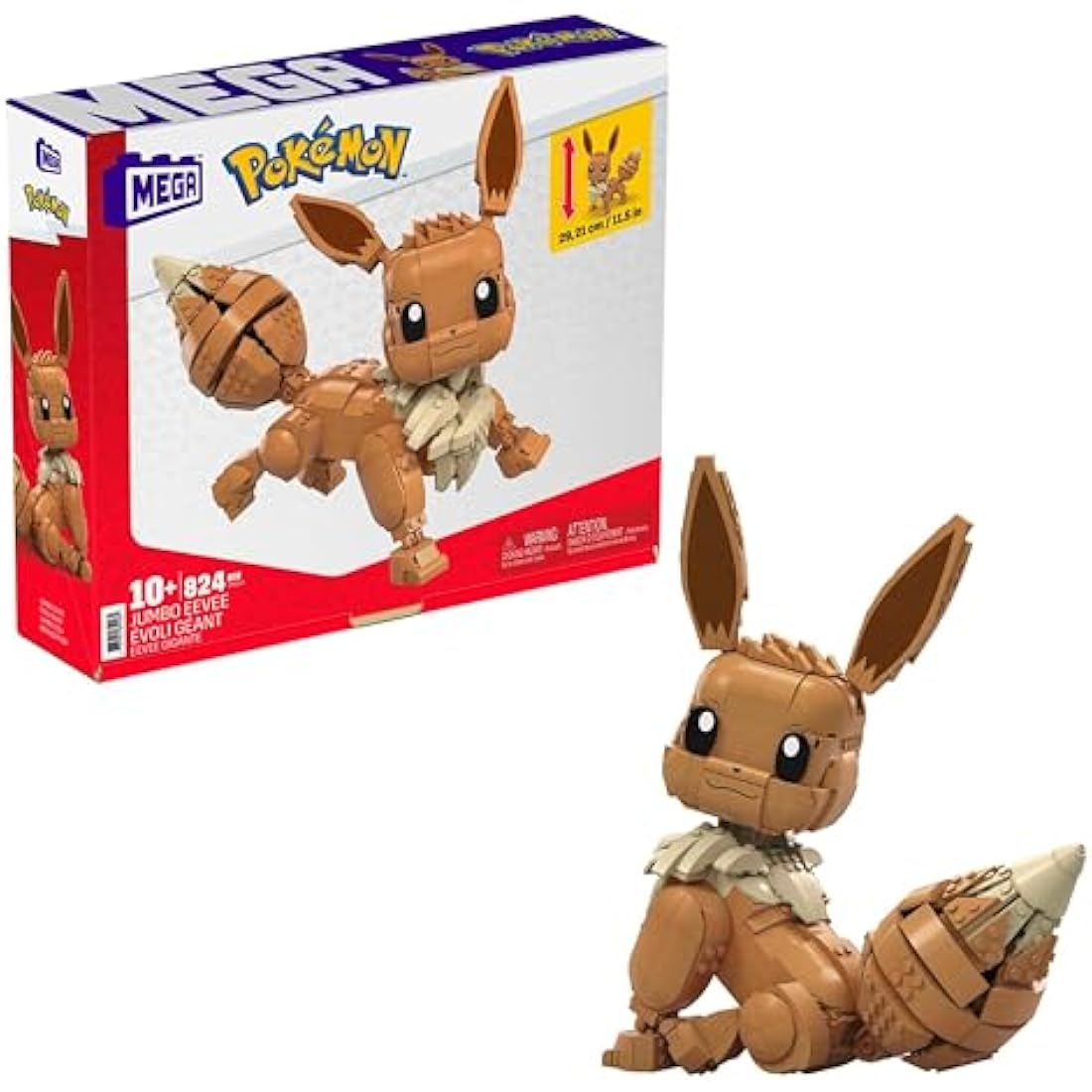 MEGA Pokémon Building Toys Set Jumbo Eevee with 824 Pieces, Articulated and Poseable, 11 Inches Tall, for Kids, GMD34