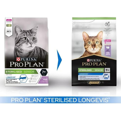 PRO PLAN Senior 7+ Sterilised Longevis Turkey Dry Cat Food 3kg