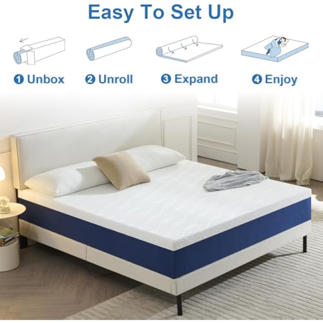 Yocreat 25CM Double Mattress, Gel Memory Foam, Pressure Relieving, Medium Firm Feel with Cooling Cover, Breathable, Double Bed Mattress 135cm x 190cm