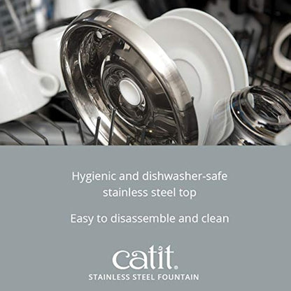 Catit Fresh and Clear Stainless Steel Fountain, White