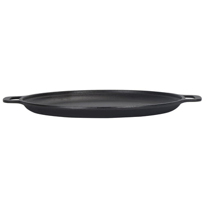 GRANDWISH Cast Iron Skillet Pan, Pre-Seasoned Round Griddle Pan for Pancakes, BBQ, Pizza Pan with Handles (35 cm)