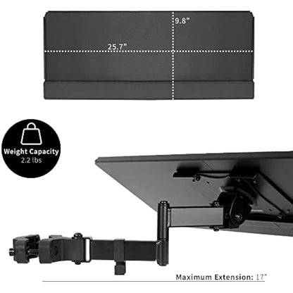 VIVO Steel Universal Full Motion Pole Mount, 26 Inch Keyboard and Mouse Tray, Ergonomic Tilt, 360 Degree Rotation, Neutral Writing Position, Black, Mount-POLEKB