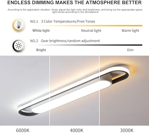 Modern LED Smart Ceiling Light, 72cm Flush Mount Linear Metal Ceiling Lamp, (5-40)x2W Dimmable for Living Room, Bedroom, Dining Room, Office, Hallway, Closet, Aisle