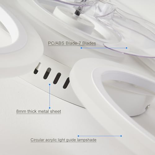 WODA Shang Mao Ceiling Fan with Light, White, L90cm, Dimmable LED Living Room Bedroom Fan Light with Remote Control, 6-Speed, Memory, Timer, APP