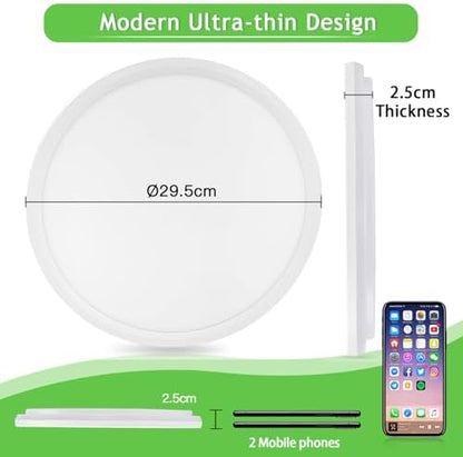 LQIKARL Led Ceiling Light 【2 Pack】 Dimmable Ceiling Light 3000K, 4000K, 6500K 10 Level Brightness Adjustment, 24W 3000Lm Flush Led Ceiling Lights with Remote Control for Bathroom Bedroom Kitchen