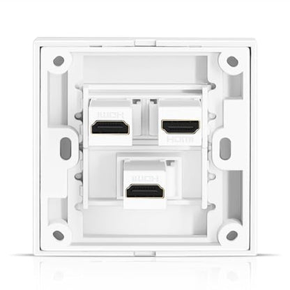 TNP HDMI Wall Plate (3 Port, White) HDMI Faceplate Socket Insert Jack Outlet Panel Mount Support 4K 60Hz HDR ARC/eARC Full HD 3D Ethernet High Speed Cable Extension Coupler f/Projector & Home Theater