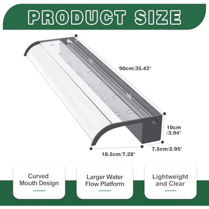 LONGRUNNEW Pond Waterfall Blade Kit, 90cm Acrylic Pool Fountain with Accessories, Width 18cm Curved Outlet Spillway for Garden Patio Pond Decoration