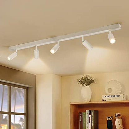 Eofiti LED Ceiling Light Rotatable White 5 Way Ceiling Spotlight 3000K Warm White Adjustable Modern Ceiling Spot Including 5X 3W G9 LED Bulbs 360LM Ceiling Lighting for Kitchen Living Room Bedroom