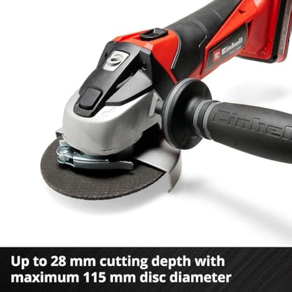 Einhell Power X-Change 115mm (4 Inch) Cordless Angle Grinder - 18V Disc Battery Grinder For Cutting, Grinding And Polishing - TE-AG 18/115 Li Solo Power Tool (Battery Not Included)