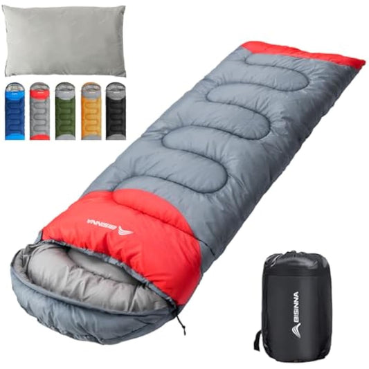 BISINNA Sleeping Bag with Pillow - 4 Season Lightweight Waterproof Warm Sleeping Bag with a compression sack for Adults, Women, Men's Outdoors Camping, Hiking, Backpacking