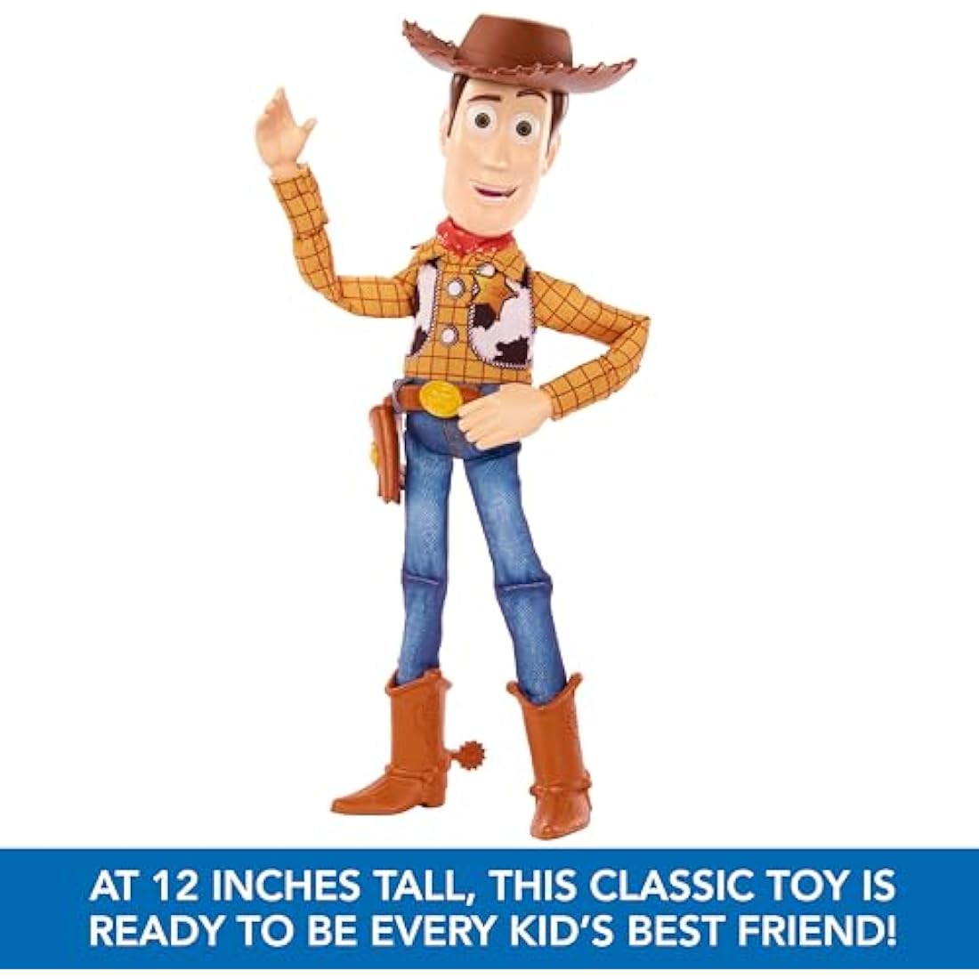 Mattel Disney Pixar Toy Story Roundup Fun Woody Large Talking Posable Figure, 12 Inches Tall with 20 Phrases Authentic Detail, Fabric Plush & Plastic, HFY35