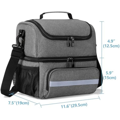 CURMIO Double Layer Medicine Storage Bag Empty, Family First Aid Organiser for Emergency Medical Kits, Portable Medicine Supplies Bag for Home and Travel, Grey