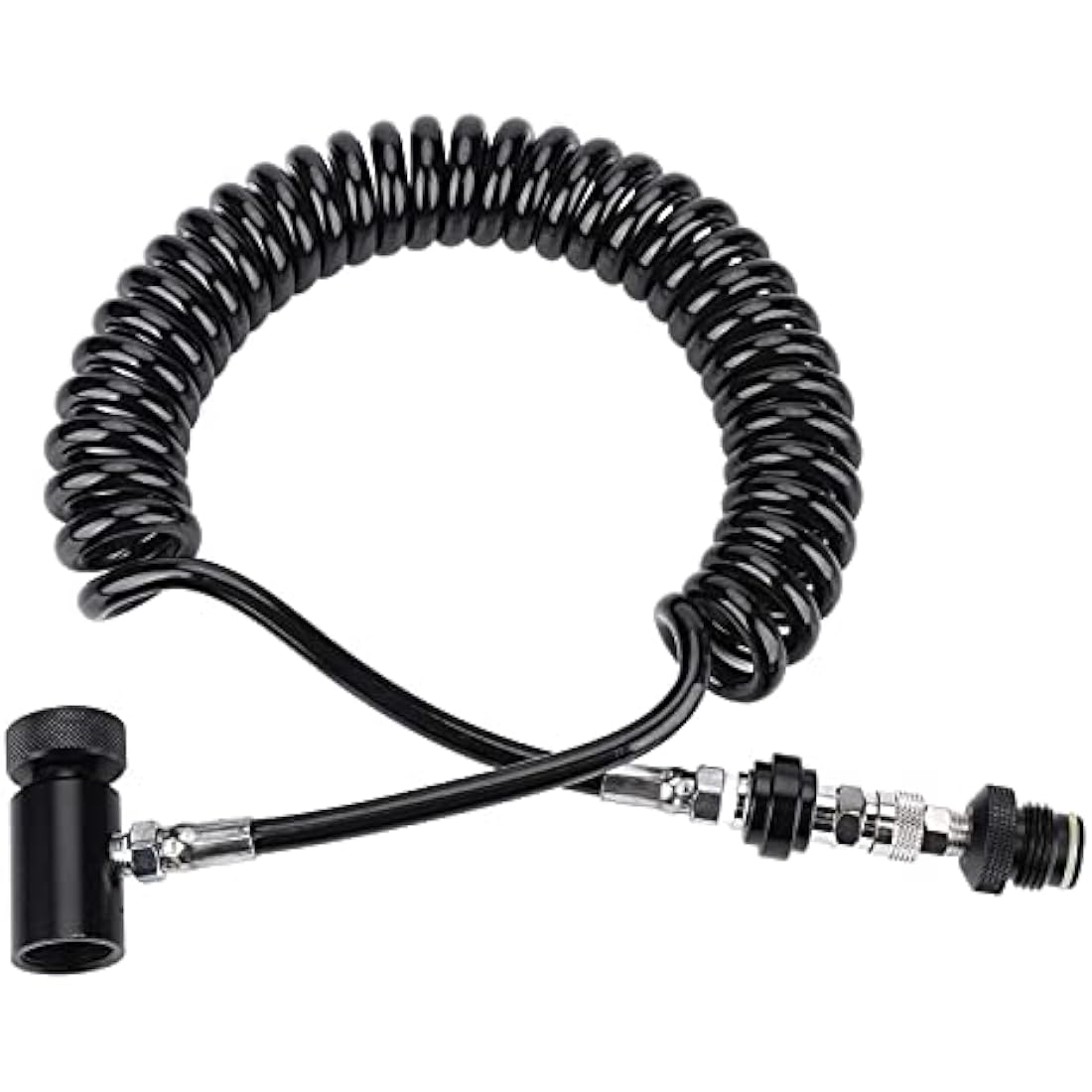 Demeras Paintball Hose for HPA/CO2, Black, Copper, Rubber, Aluminium, 4500 PSI, 1 Pack, Paintball Activities, Remote Coil Cylinder Connection Valve Hose