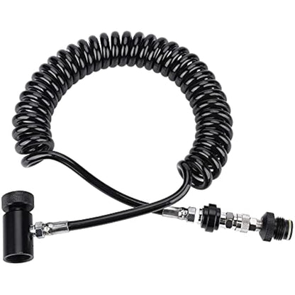 Demeras Paintball Hose for HPA/CO2, Black, Copper, Rubber, Aluminium, 4500 PSI, 1 Pack, Paintball Activities, Remote Coil Cylinder Connection Valve Hose