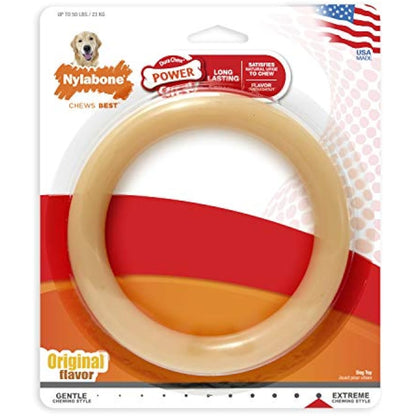 Nylabone Dura Chew Giant Ring Extreme Tough Dog Chew Toy, Original Flavour, Large, for Dogs Up to 23 kg,White