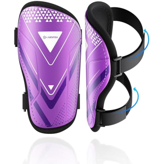 AirsFish Shin Pads Boys Certified Kids with Ankle Protection,High Strength Shin Pads,Breathable Non Slip Extended Adjustable Straps,Protective Football Equipment for Boys and Girls