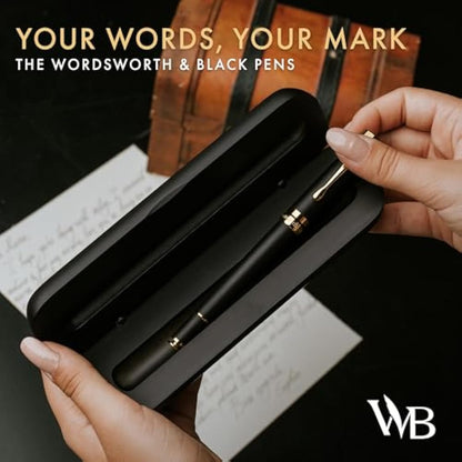Wordsworth and Black Rollerball Pen-Stunning Luxury Pen Bamboo Blackwood Gold Finish, Refillable, Best Roller Ball Gift Set Pen for Men & Women, Ink Refill, Point Office Pens for Writing