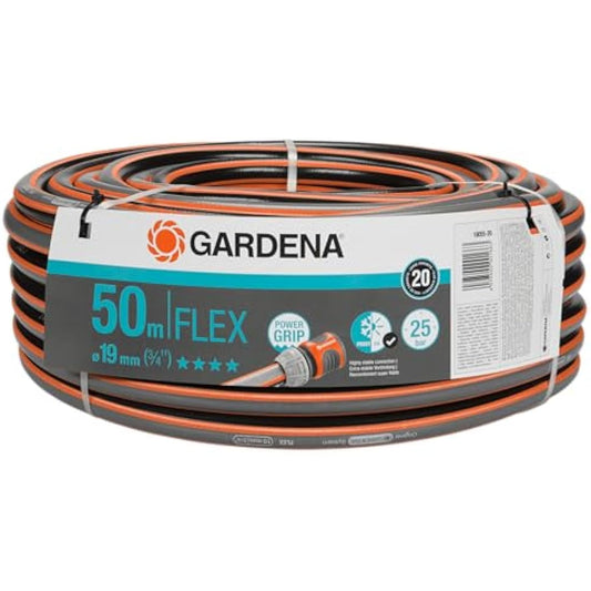 Gardena Comfort Flex Hose 19 mm (3/4 inch), 50 m: Dimensionally Stable, Flexible Garden Hose with a Power Grip Profile, of high-Quality Spiral Fabric, 25 bar Burst Pressure, Without Parts (18055-20)