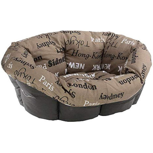 Ferplast Cushion for dog and cat bed SOFA' CUSHION 8 Padded spare cover for pet bed, Soft cotton washable, Adjustable with elastic cord, 85 x 62 x h 28,5 cm Brown