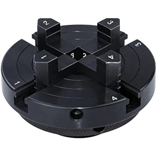 DEEFIINE 4 Inch Wood Lathe Chuck Set 1" X8TPI & 3/4" X16TPI Adapter, Self Centering 4 Jaw Wood Turning Chuck(Black)