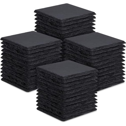 48 Pieces Slate Drink Coasters, GOH DODD 4 Inch Black Coasters Stone Coaster Set, Laser Engraving Blanks with Anti-Scratch Bottom for Home Office Kitchen Housewarming Gifts Wedding Party, Square