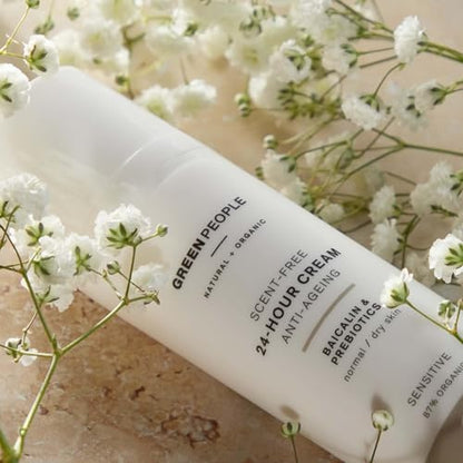 Green People Scent Free 24 Hour Cream - Day & Night Face Cream for Sensitive Skin - Firming - Vegan & Natural, 50ml