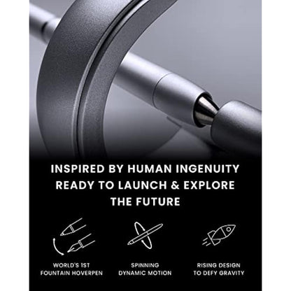 novium Hoverpen 3.0 Future Edition - Men's Luxury Pen, Fine Nib, Unique High-Tech Space Inspired Design, Futuristic Aesthetic, Free Spinning Executive Pen (Frost Silver)