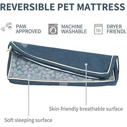 VANKEAN Waterproof Reversible Dog Bed Mat with Removable Machine Washable Cover, Crate Mat for Small to Large Dogs, Navy/Grey