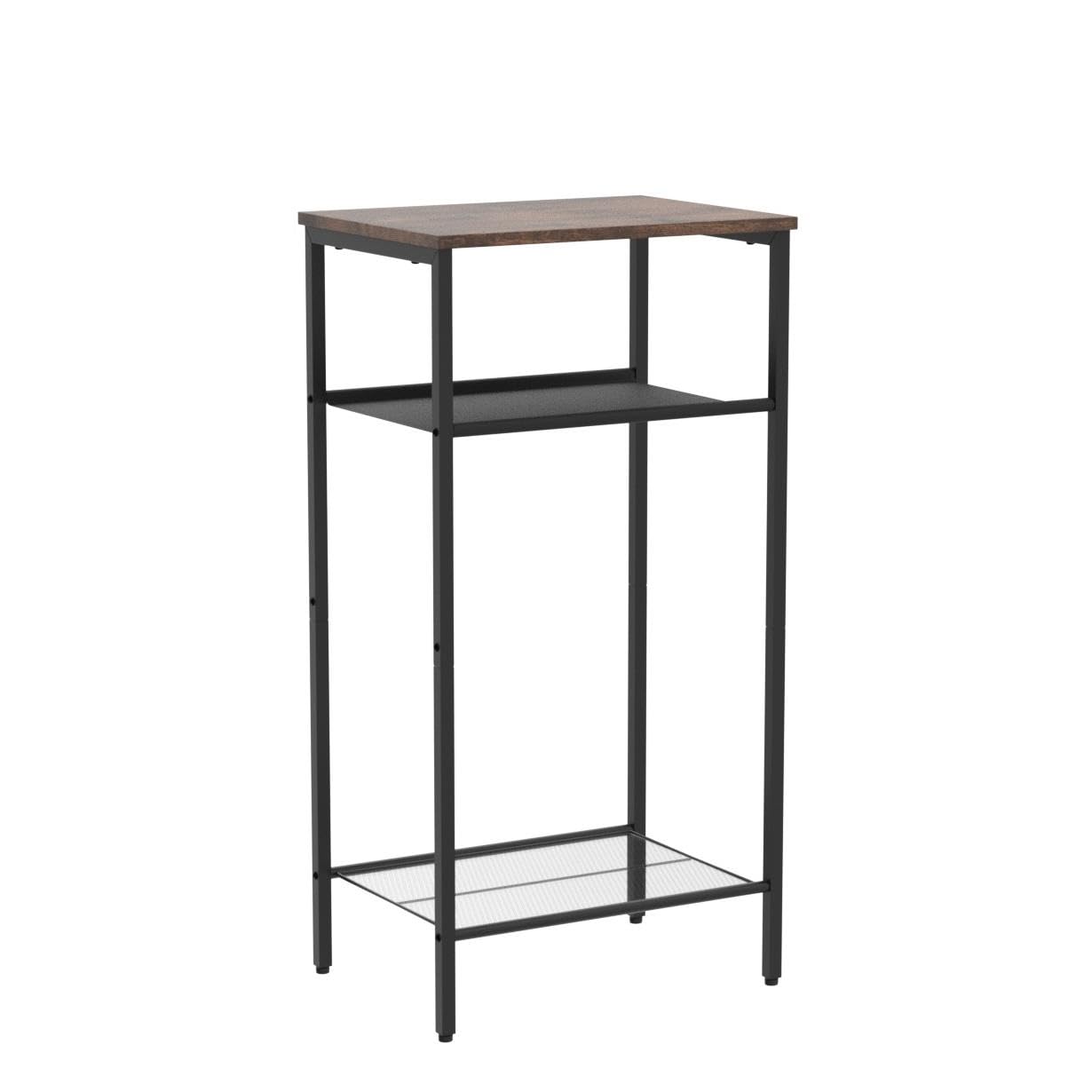 Hoctieon 3 Tier End Table, Telephone Table, Tall Side Table with Storage, Small Nightstand for Small Spaces, Metal Frame, For Living Room, Bedroom