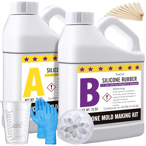 Silicone Mould Making Kit - 150oz Elastic Liquid Silicone Rubber for Making Silicone Mould, Casting - Fast Cured Translucent 18A Moulding Silicone for