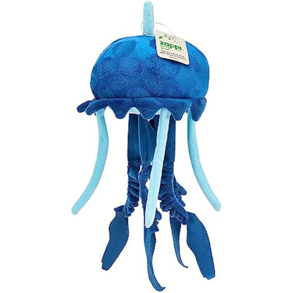 Zappi Co 100% Recycled Plush Jellyfish Blue Toy (33cm Height) Stuffed Soft Cuddly Eco Friendly animals Collection For New Born Child First kid