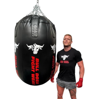Bullet Punch Bag - Huge - Self-Fill Punch Bag - 100kg Filling Capacity, Heavy-Duty, Stainless Steel Chains Swivel - Most Aggressive Boxing Bag - Bull Doza Fight Wear