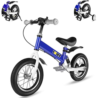 YBIKE 2 in 1 Balance Bike, 12 14 Inch Kids Bike, Suitable for 2-7 Years Old, Kids' Balance Bike with Pedal, Shock Absorber, Fenders, Brakes, 4 Colors Training Bike