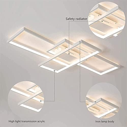 ASDMD LED Ceiling Light, 65W Modern Dimmable Ceiling Lighting, Square Ceiling Lamp with Remote Control for Living Room Dining Room Bedroom, 2700-6500K Close to Ceiling Light Fixture (White, 105CM)