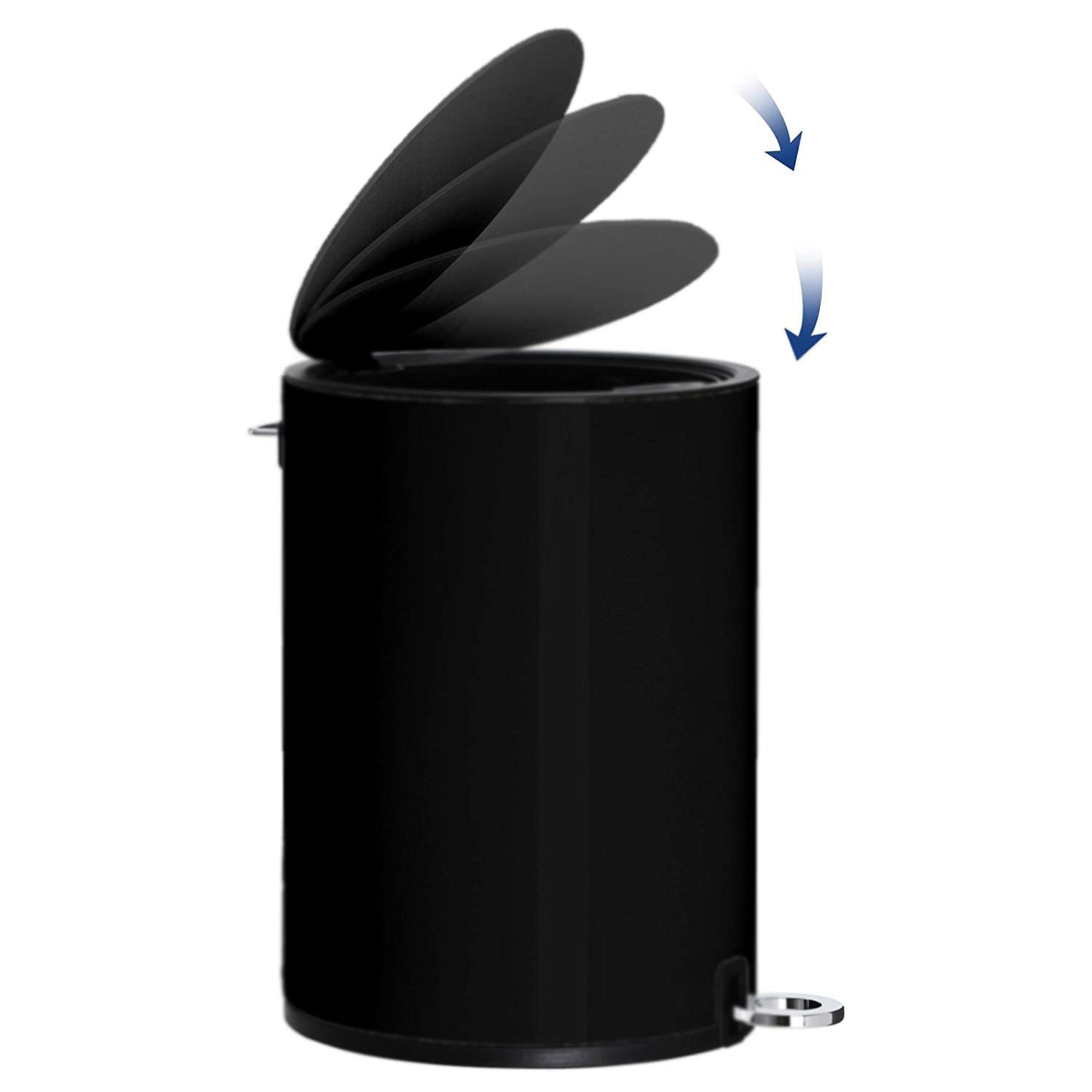 FurnitureXtra™ Modern Style Powder Coated Soft Close Pedal Bin, Plastic Inner bucket, ABS lid (Black, 6L)