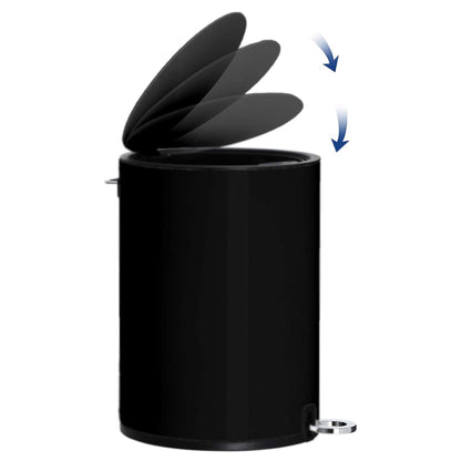 FurnitureXtra™ Modern Style Powder Coated Soft Close Pedal Bin, Plastic Inner bucket, ABS lid (Black, 6L)