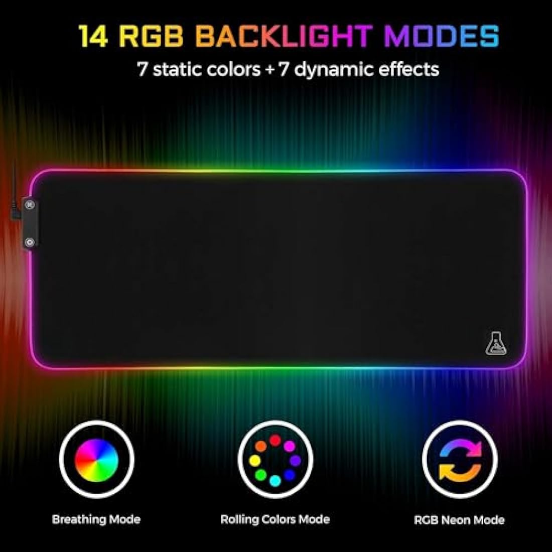 G-LAB Pad RUBIDIUM - RGB Gaming Mouse Pad - XXL Gaming Mouse Pad - LED Backlight - Water Resistant - High Precision Fabric - Non-Slip Rubber Base - 800x300x3mm - Black