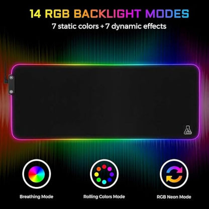 G-LAB Pad RUBIDIUM - RGB Gaming Mouse Pad - XXL Gaming Mouse Pad - LED Backlight - Water Resistant - High Precision Fabric - Non-Slip Rubber Base - 800x300x3mm - Black