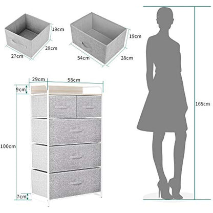 YITAHOME Chest of Drawers, Non-Woven Fabric 5-Drawer Storage Organizer Unit for Bedroom Living Room Closet, Sturdy Steel Frame, Easy Pull Fabric Bins & Wooden Top, Fabric Dresser