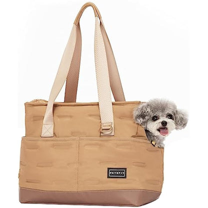 Petsfit Dog Carrier Bag Warm,Dog Tote Bag Pet Carrier with Pockets, Cat carrier Pouch -Adjustable Safety Leash, Poop Dispenser, Waterproof TPU Bottom,Khaki