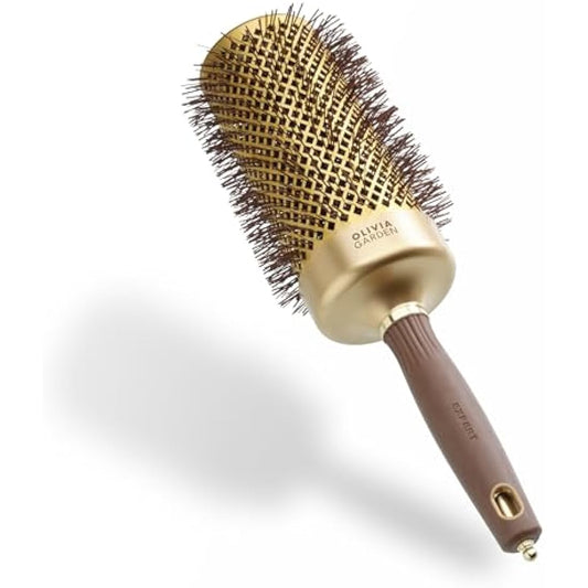 Olivia Garden Expert Blowout Speed – Gold & Brown - 65 - Ceramic Coated Round Brush with Extra Long Barrel for 25% Faster Blowouts