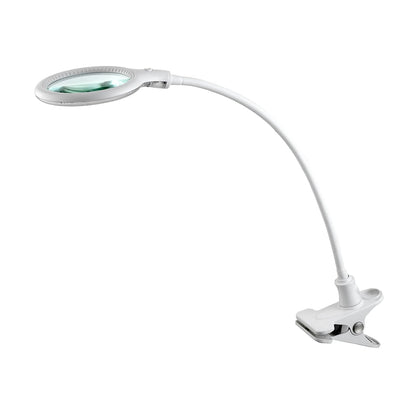 Lumeno 6805WS Magnifying lamp, 30 SMD LEDs, 6 watts, 480 Lumen, 5 dioptres, LED clamp lamp with 100 mm Real Glass Lens, for Beauty Salons, Cosmetics,