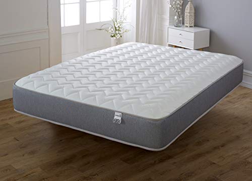 Starlight Beds Essentials Zig Zag Double Mattress with Springs and Memory Foam. 7.5 Inch Budget Mattress. Grey, Soft Firmness (135x190x19cm)